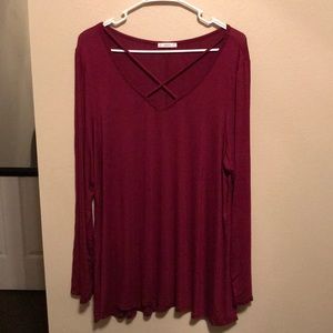 Maroon Criss Cross Shirt
